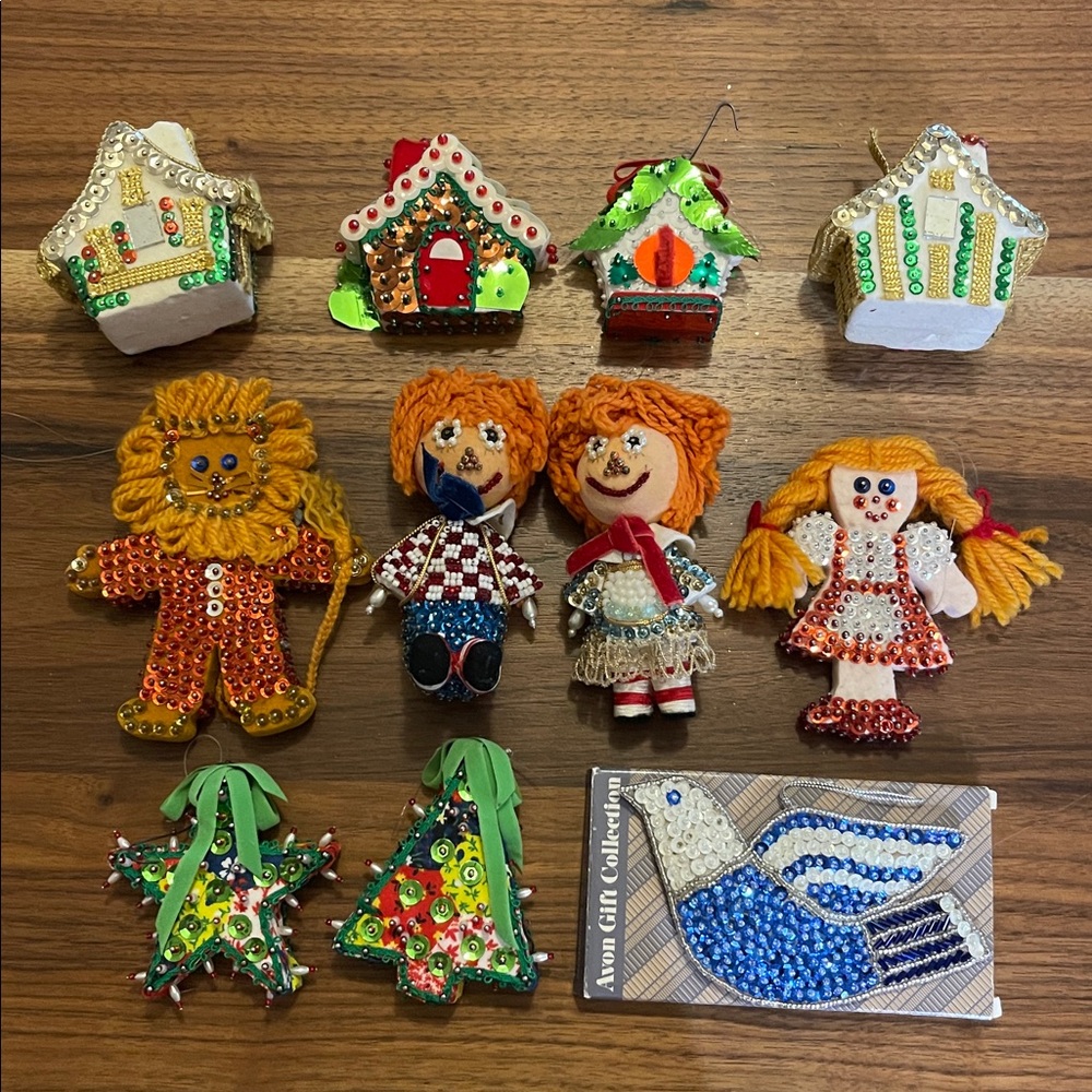 Lot of 11 Vintage Beaded Sequin Christmas Ornaments